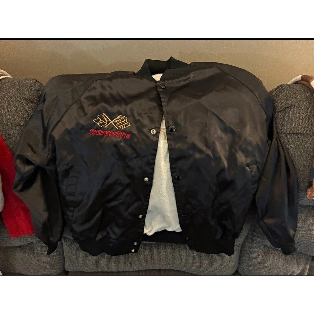 Vintage 1980s Corvette C4 Auburn Sportswear Satin Jacket USA Made Large L